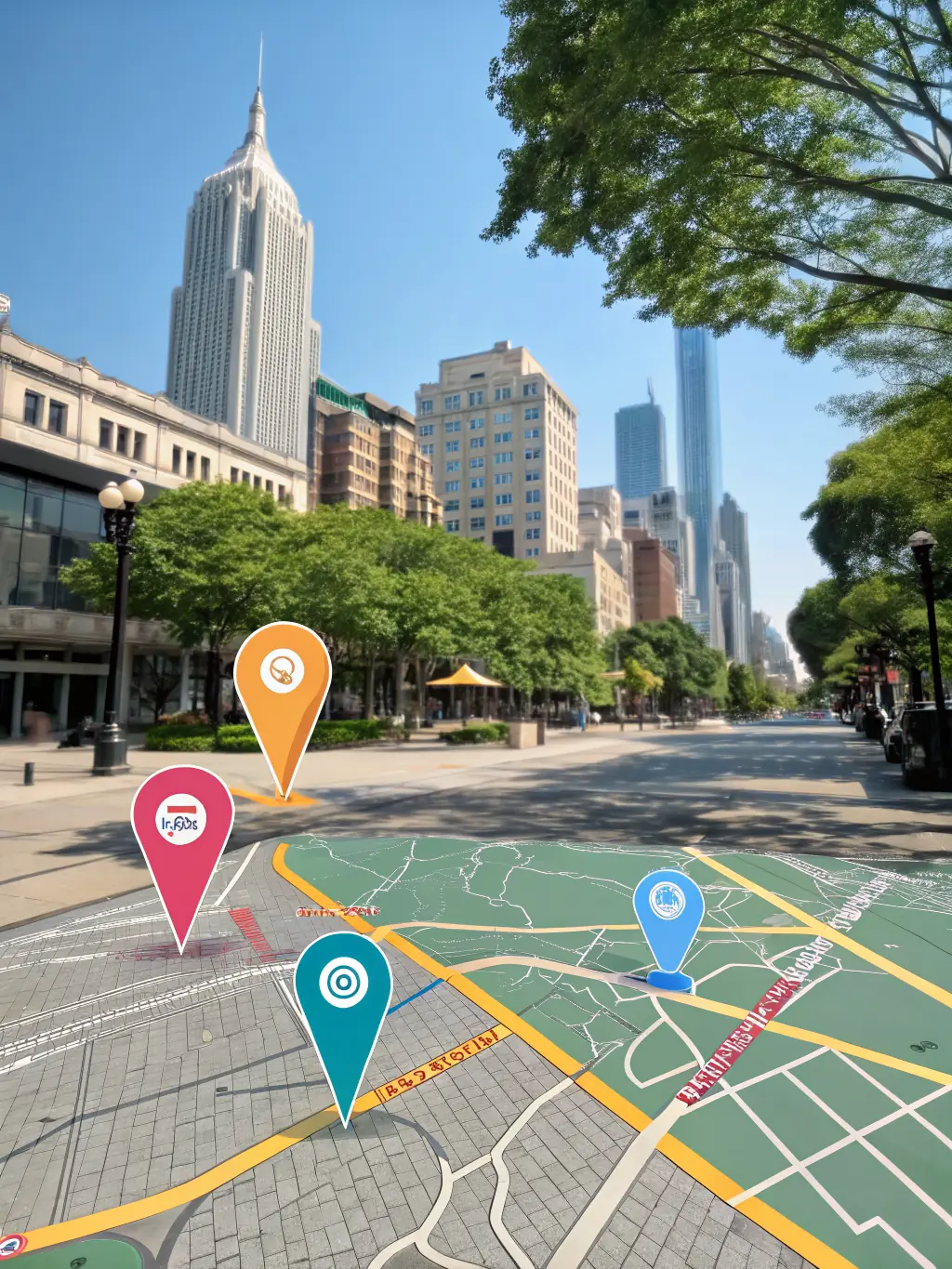 A digital illustration of a map showing multiple Mzigo Hub locations across a city, highlighting the accessibility of the service.