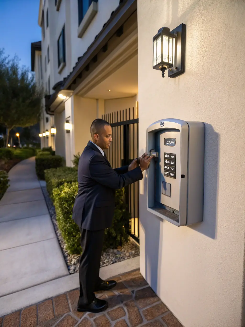 A customer smiling as they access their storage unit using a secure keypad, emphasizing the ease and control Mzigo Hub provides.
