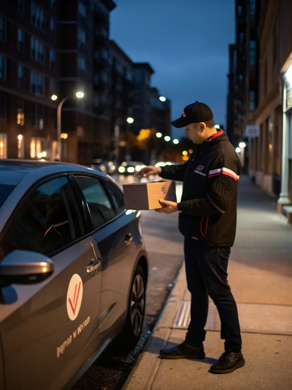 A friendly Mzigo Hub driver in uniform is shown picking up a parcel from a customer's home, with a branded van parked nearby, emphasizing convenience.